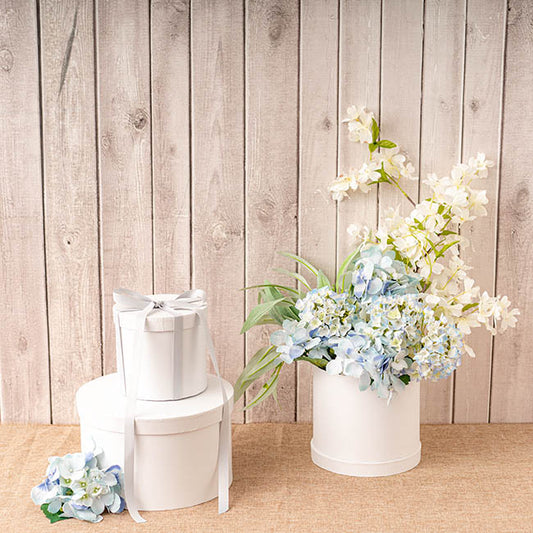 Gift Box Round White (25cmDx15cmH) Set 3