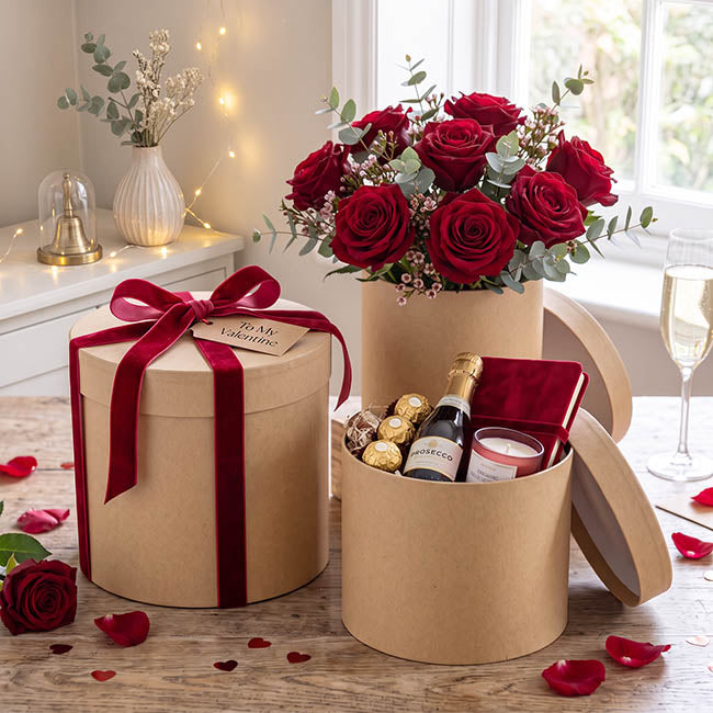 Gift Box Round Brown Kraft (17cmDx16cmH) Set 3