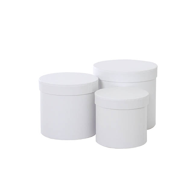 Gift Box Round White (17cmDx16cmH) Set 3