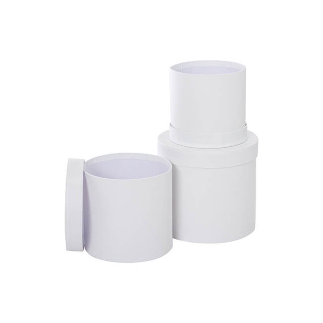 Gift Box Round White (17cmDx16cmH) Set 3