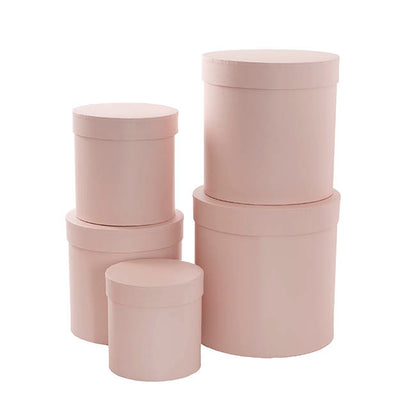 Gift Flower Box Round Blush Pink Set 5 (21x21cmH)