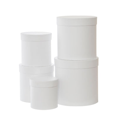 Gift Flower Box Round White Set 5 (21x21cmH)