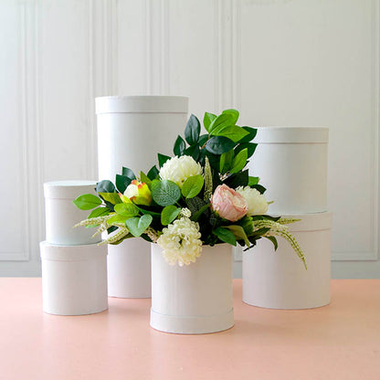 Gift Flower Box Round White (25x25cmH) Set 7