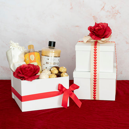 Gift Flower Box Square White (21.5x21.5x14cmH) Set 3
