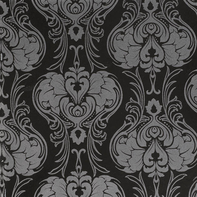 Flocked Gift Box Square Damask Black Set 3 (21.5x21.5x14cmH)