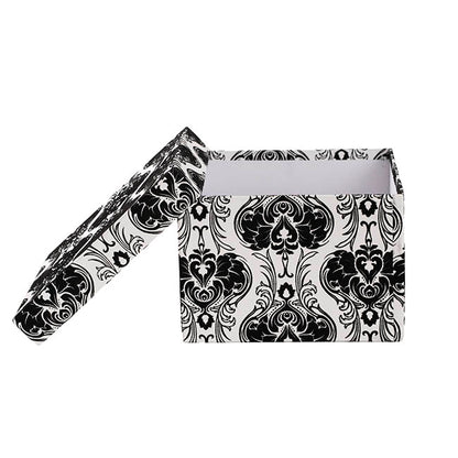 Flocked Gift Box Square Damask White Set 3 (21.5x21.5x14cmH)