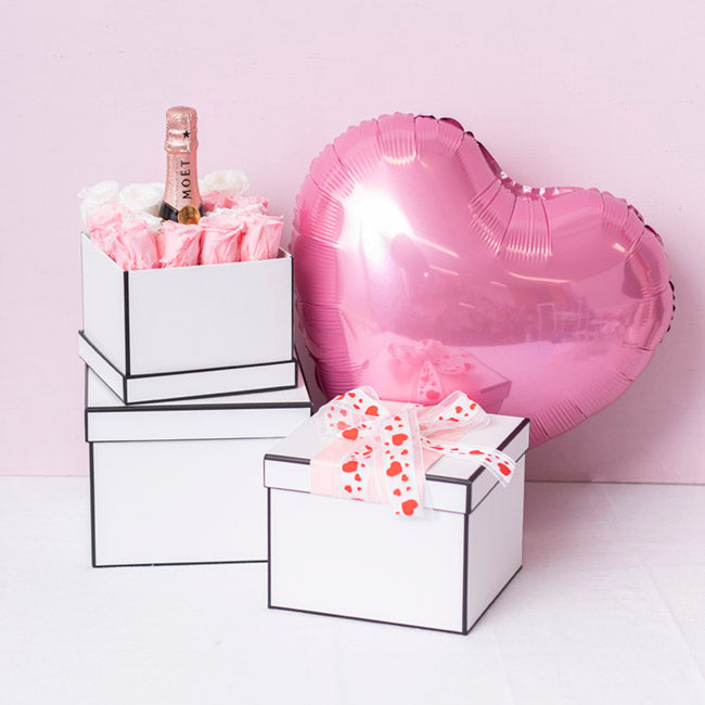 Gift Flower Box Square Silhouette White (20x15cmH) Set 3