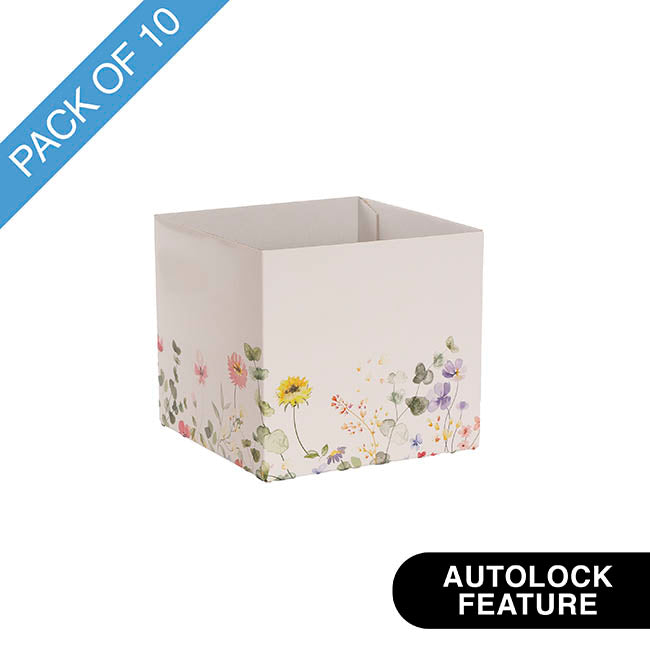 Posy Box Mini Flower Garden White Pack 10 (13x12cmH)