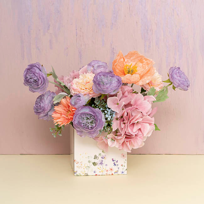 Posy Box Mini Flower Garden White Pack 10 (13x12cmH)