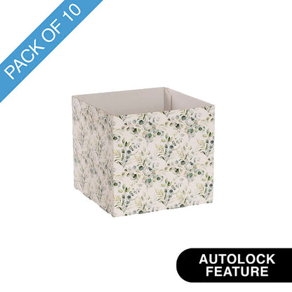 Posy Box Mini Eucalyptus Leaves White Pack 10 (13x12cmH)