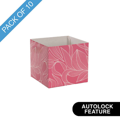 Posy Box Mini Flowy Leaves Pink White Pack 10 (13x12cmH)