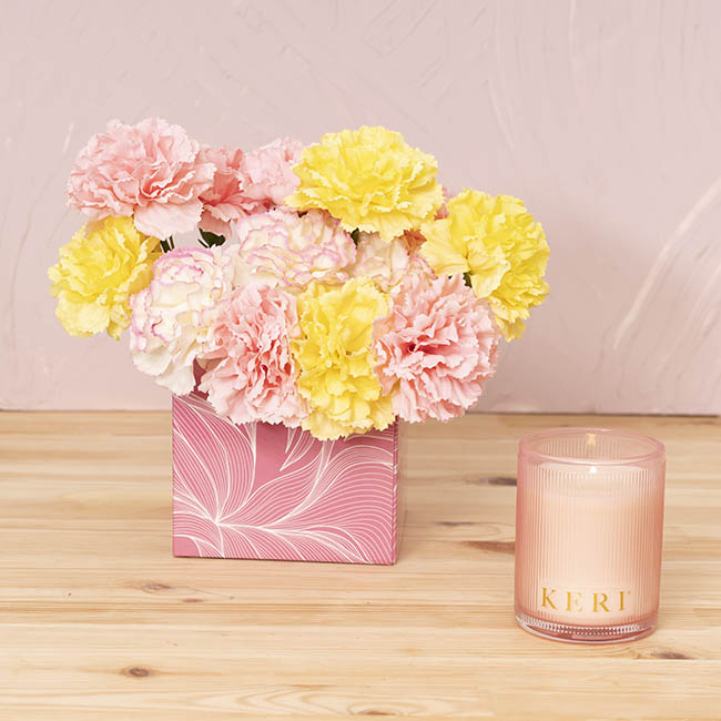 Posy Box Mini Flowy Leaves Pink White Pack 10 (13x12cmH)