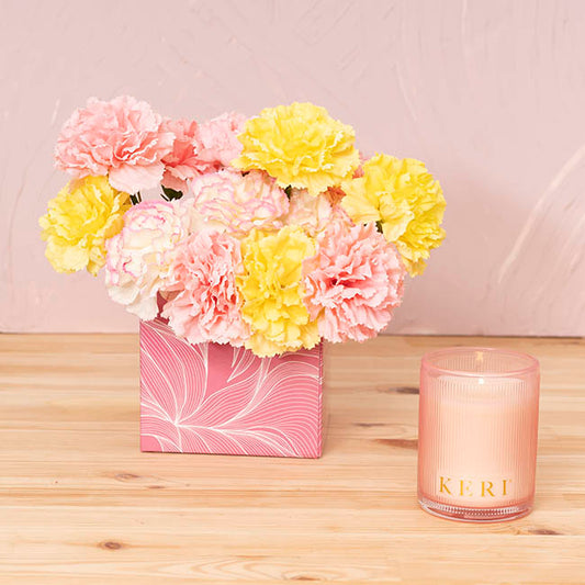 Posy Box Mini Flowy Leaves Pink White Pack 10 (13x12cmH)