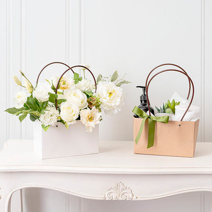 Flower Carry Bag Kraft Brown Rectangle Pk5 (22x10.5x13cmH)