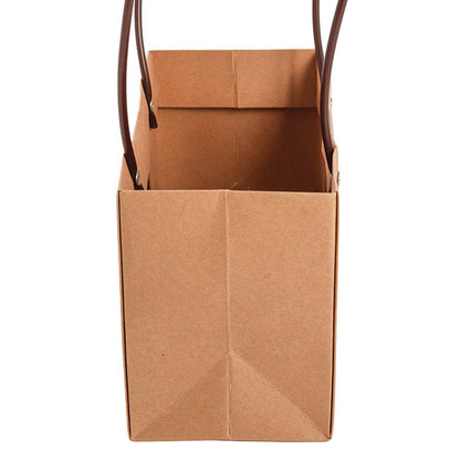 Flower Carry Bag Kraft Brown Rectangle Pk5 (22x10.5x13cmH)