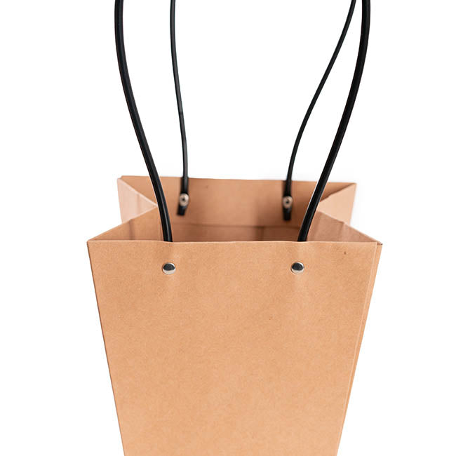 Flower Carry Bag Kraft Brown Medium Pk5 (12x17x20cmH)