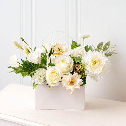 Flower Carry Bag Kraft White Rectangle Pk5 (22x10.5x13cmH)