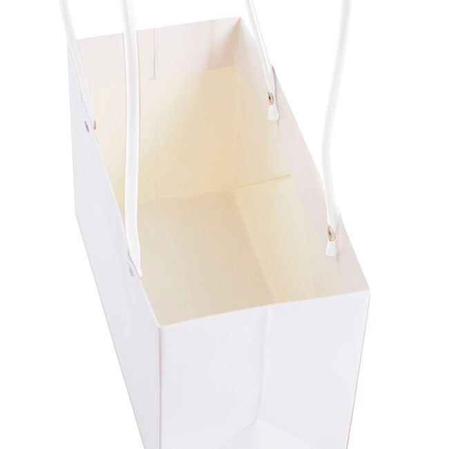 Flower Carry Bag Kraft White Rectangle Pk5 (22x10.5x13cmH)