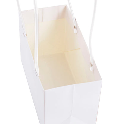 Flower Carry Bag Kraft White Rectangle Pk5 (22x10.5x13cmH)