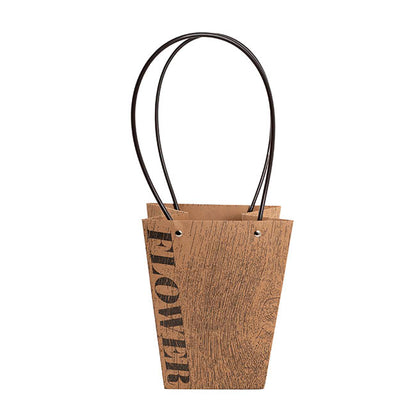 Flower Carry Bag Kraft Wood Grain Medium Pk5 (12x17x20cmH)