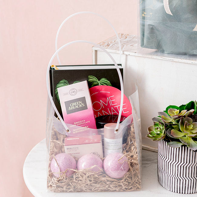 Flower Gift Carry Bag Square Clear Pk5 (25x25x22cmH)