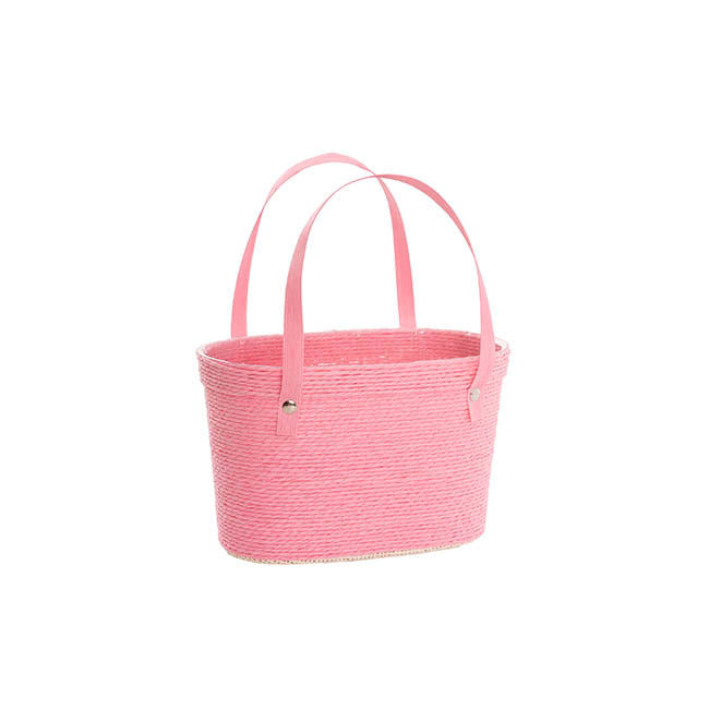 Flower Carry Paper Rope Basket with Liner Pink (18x9x13cmH)