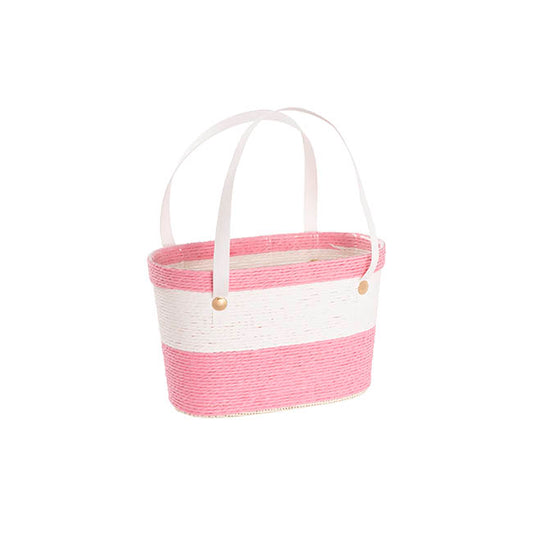 Flower Paper Rope Basket Liner Pink & White (18x9x13cmH)