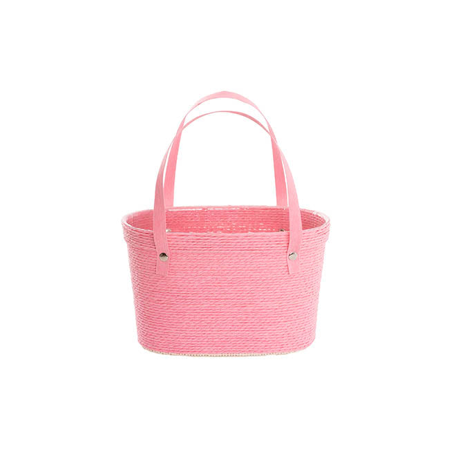 Flower Carry Paper Rope Basket with Liner Pink (18x9x13cmH)