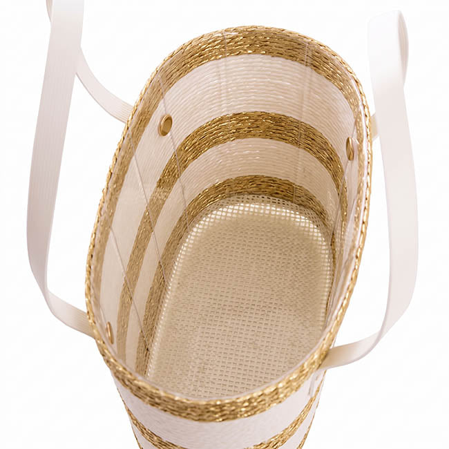 Flower Carry Paper Rope Basket Liner Cream Gold (18x9x13cmH)