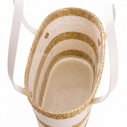 Flower Carry Paper Rope Basket Liner Cream Gold (18x9x13cmH)