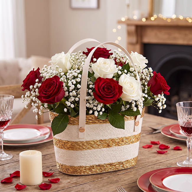 Flower Carry Paper Rope Basket Liner Cream Gold (18x9x13cmH)