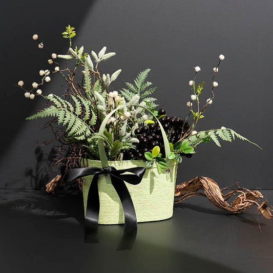 Flower Carry Paper Rope Basket Liner Light Green(18x9x13cmH)