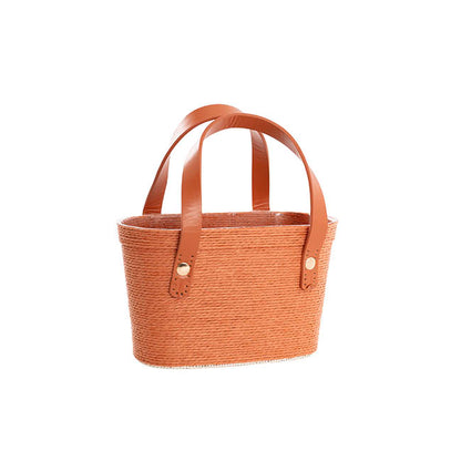 Flower Carry Paper Rope Basket with Liner Mocha (18x9x13cmH)