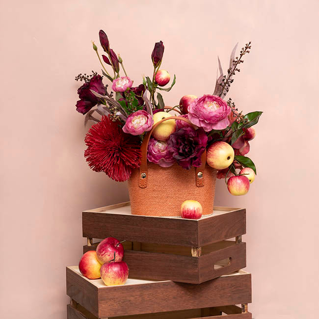 Flower Carry Paper Rope Basket with Liner Mocha (18x9x13cmH)