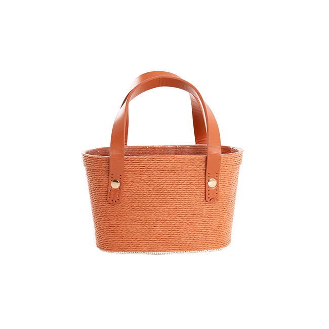 Flower Carry Paper Rope Basket with Liner Mocha (18x9x13cmH)