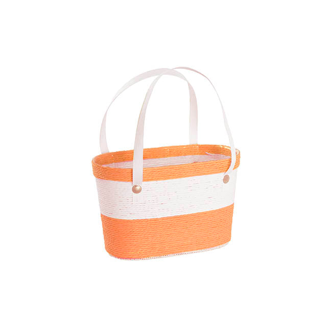 Flower Paper Rope Basket Liner Orange & White (18x9x13cmH)