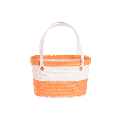 Flower Paper Rope Basket Liner Orange & White (18x9x13cmH)