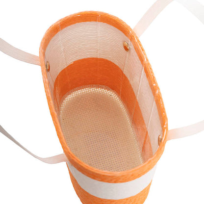 Flower Paper Rope Basket Liner Orange & White (18x9x13cmH)