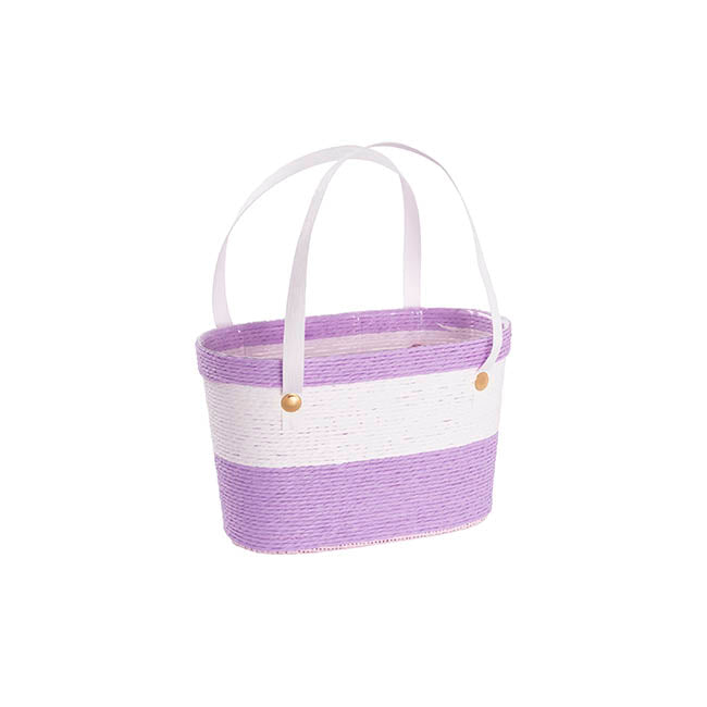 Flower Paper Rope Basket Liner Purple & White (18x9x13cmH)