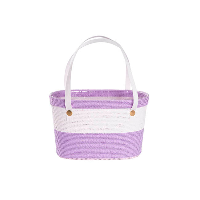 Flower Paper Rope Basket Liner Purple & White (18x9x13cmH)