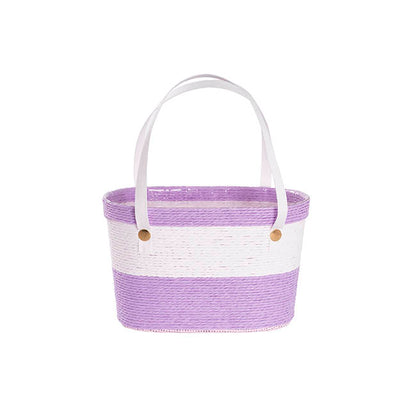 Flower Paper Rope Basket Liner Purple & White (18x9x13cmH)