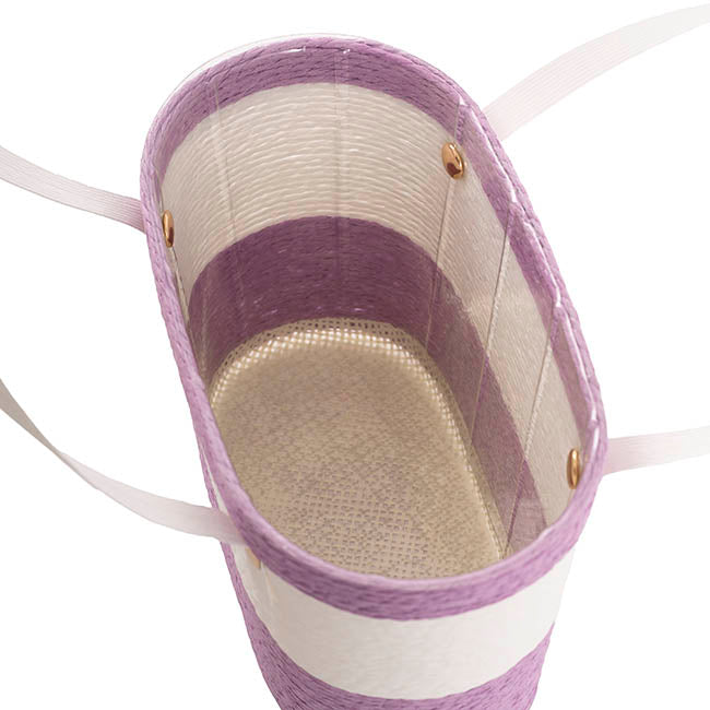 Flower Paper Rope Basket Liner Purple & White (18x9x13cmH)
