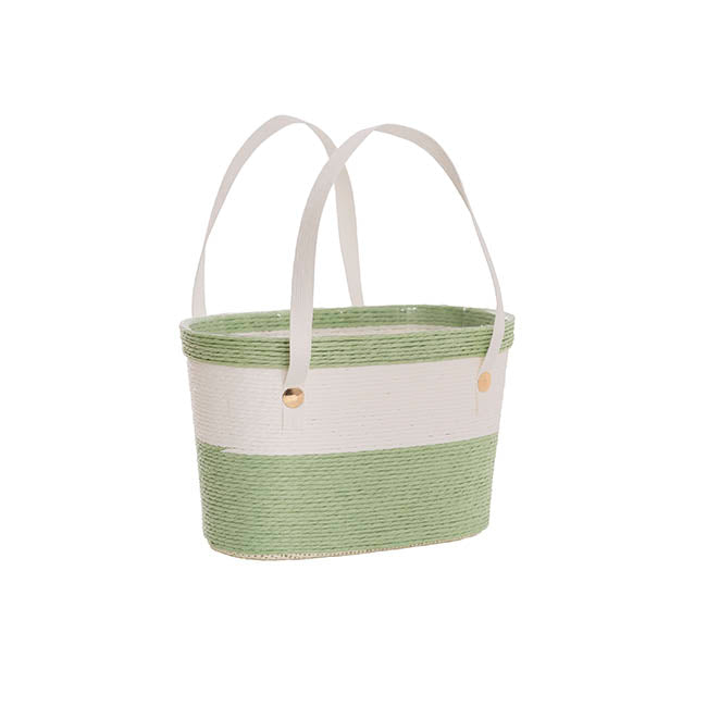 Flower Carry Paper Rope Basket Liner White Sage (18x9x13cmH)