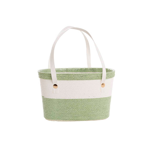 Flower Carry Paper Rope Basket Liner White Sage (18x9x13cmH)