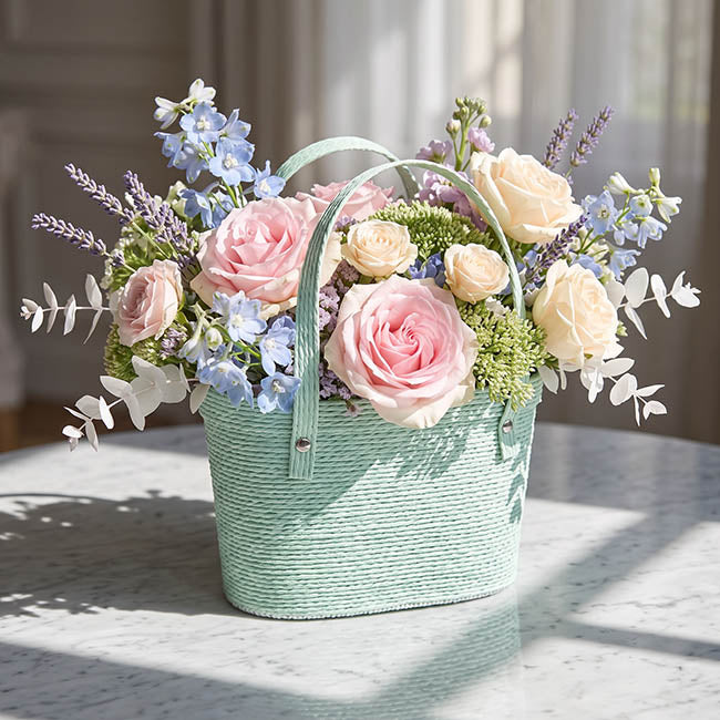 Flower Carry Paper Rope Basket Liner Spearmint (18x9x13cmH)