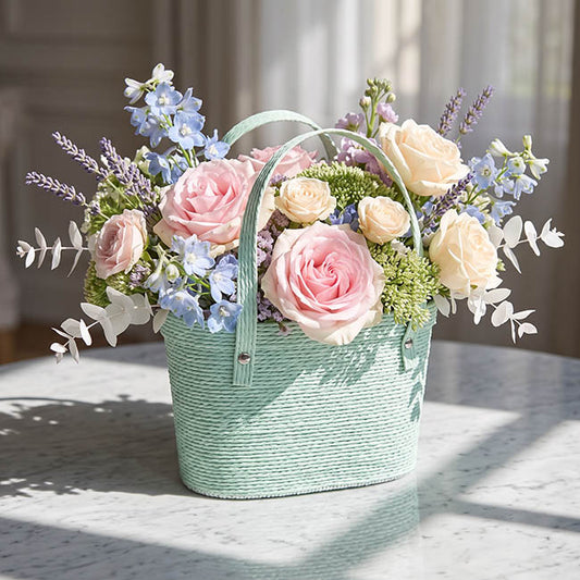 Flower Carry Paper Rope Basket Liner Spearmint (18x9x13cmH)