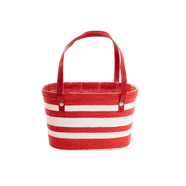 Flower Carry Paper Rope Basket Liner Red & White(18x9x13cmH)