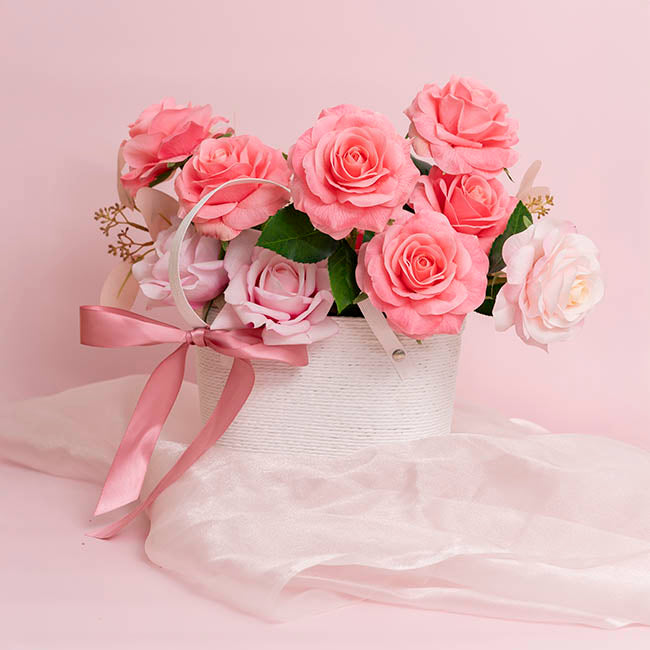 Flower Carry Paper Rope Basket Liner White (18x9x13cmH)