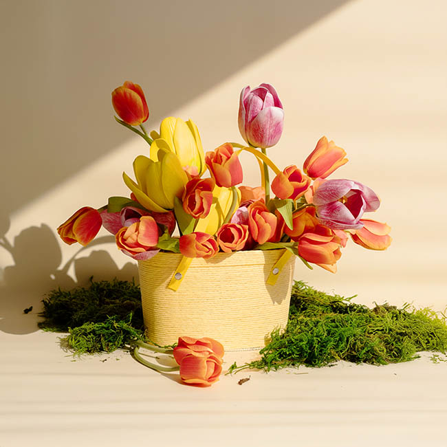 Flower Carry Paper Rope Basket Liner Sunshine (18x9x13cmH)