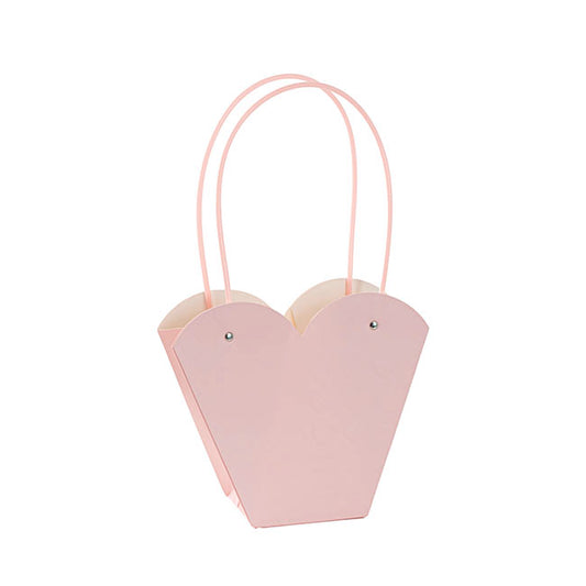 Flower Heart Carry Bag Embossed Pink Pack 5 (23x10x20cmH)